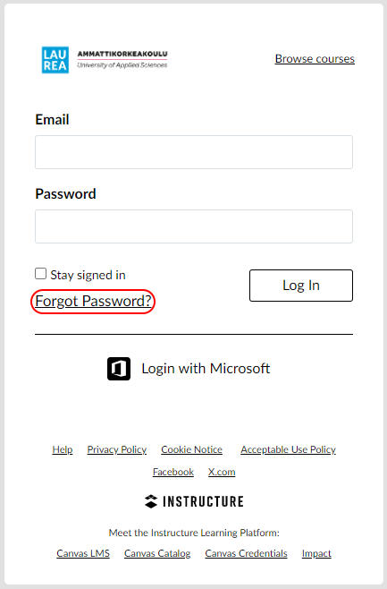 Forgot Password button
